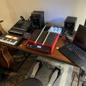 a bunch of music equipment